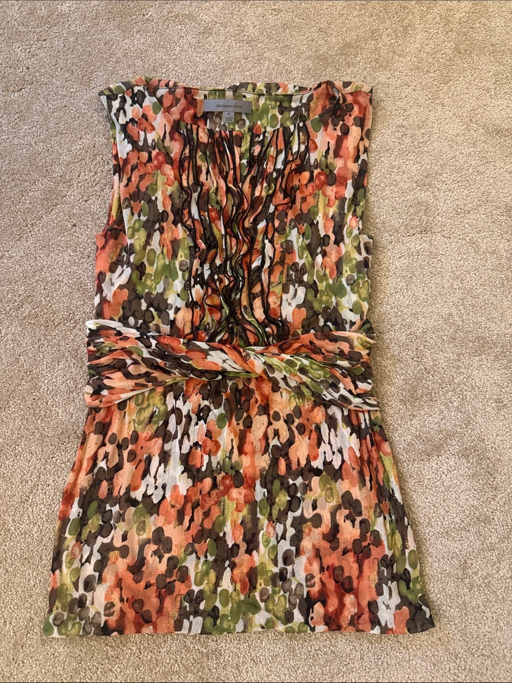 Classiques Entier silk Sleeveless Multicolor Printed Twist top Xs